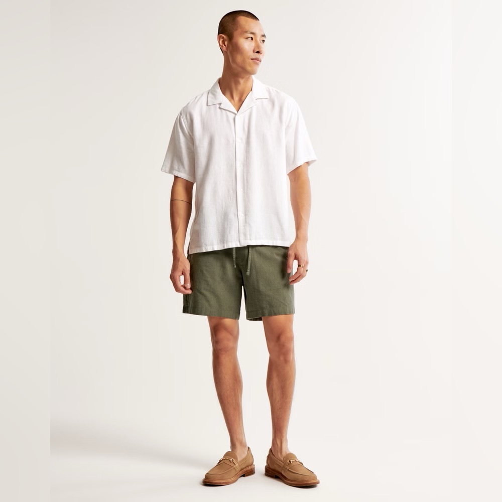 Abercrombie & Fitch Linen Blend Pull On Shorts